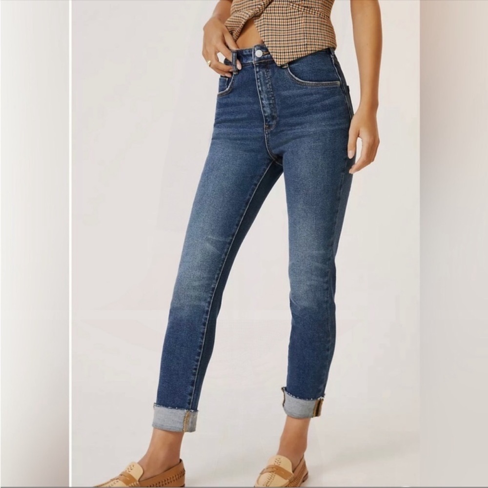 Pilcro And The Letterpress High Rise Cigarette Raw Hem Jeans Size 29